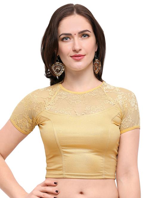gold cotton solid blouse - 15138397 - Standard Image - 1