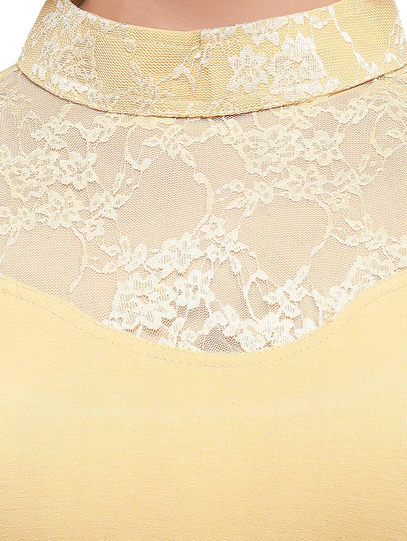 net yoke solid stitched blouse - 15138400 - Zoom Image - 4