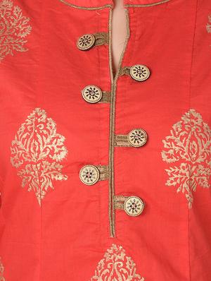 red cotton anarkali kurta - 15139369 - Standard Image - 4