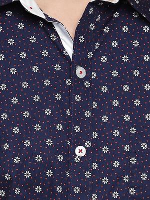 navy blue cotton casual shirt - 15140735 - Standard Image - 4