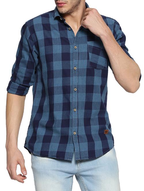 blue cotton casual shirt - 15141528 - Standard Image - 1