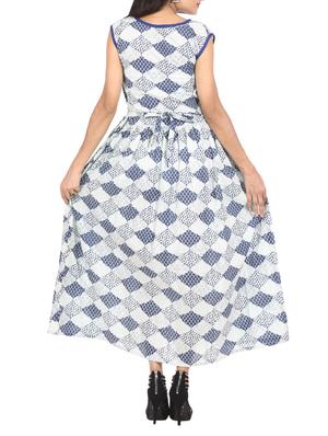 blue printed cotton maxi dress - 15142091 - Standard Image - 4