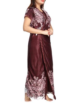 pink satin printed nightwear set - 15143306 - Standard Image - 4