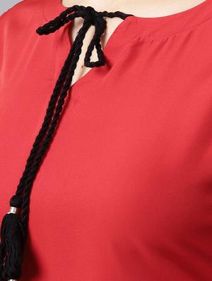 red synthetic kurta palazzo set - 15143442 - Standard Image - 4