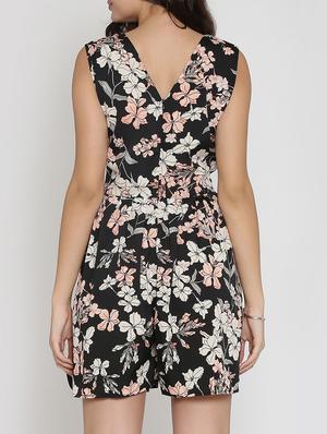 black floral crepe romper - 15143689 - Standard Image - 4