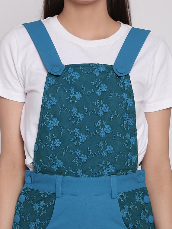 lace panel button detail dungaree - 15143723 - Zoom Image - 4