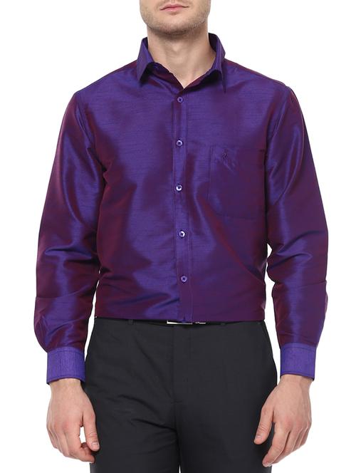 purple silk blend casual shirt - 15144201 - Standard Image - 1