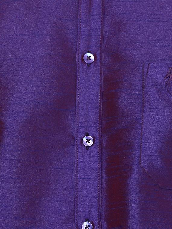 purple silk blend casual shirt - 15144201 - Zoom Image - 4