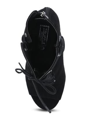 black patent leather laceup sandals - 15144728 - Standard Image - 4