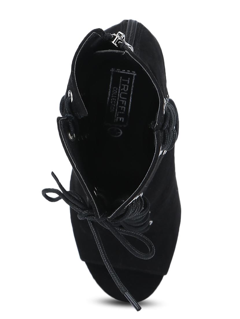 black patent leather laceup sandals - 15144728 - Zoom Image - 4