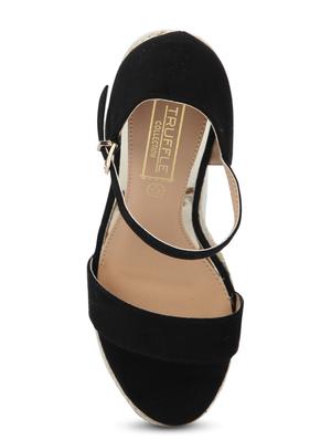 black micro embroidred ankle strap wedges - 15144755 - Standard Image - 4