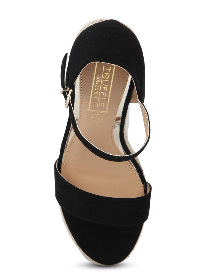 black micro embroidred ankle strap wedges - 15144755 - Zoom Image - 4