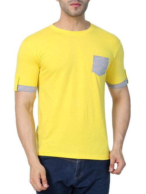 yellow cotton blend pocket t-shirt - 15148141 - Standard Image - 1