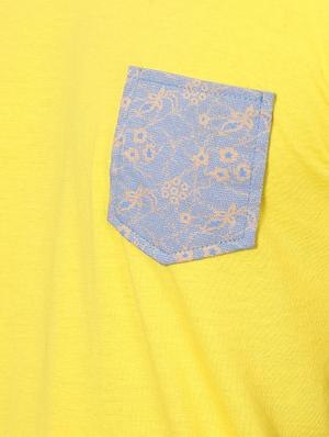 yellow cotton blend pocket t-shirt - 15148141 - Standard Image - 4
