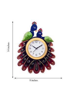 Handcrafted Papier-Mache 2 Peococks Decorative Wall Clock - 15148653 - Standard Image - 4
