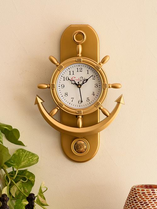 decorative retro anchor golden pendulum wall clock - 15148932 - Very Small Image - 1