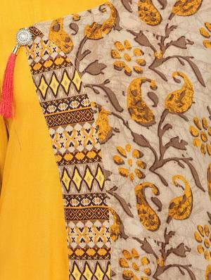 mustard rayon straight kurta - 15152262 - Standard Image - 4