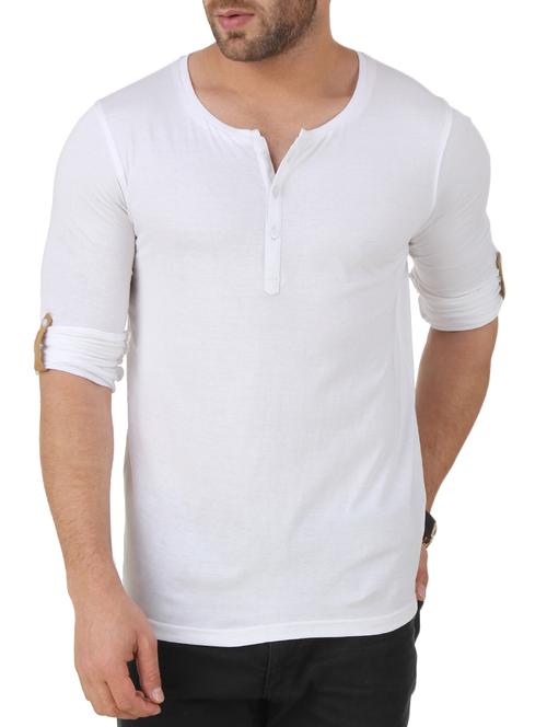 sleeve tab detail henley t-shirt - 15160953 - Very Small Image - 1