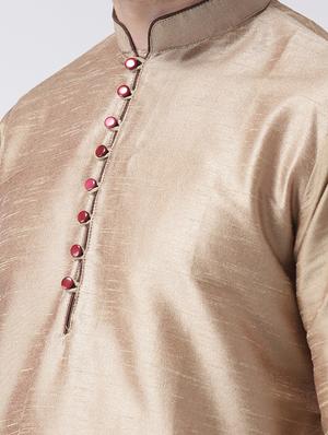 brown silk blend kurta pyjama set - 15162293 - Standard Image - 4