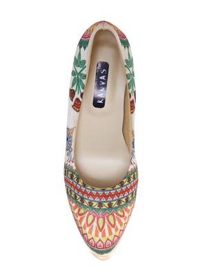 white fabric slip on pumps - 15163650 - Standard Image - 4