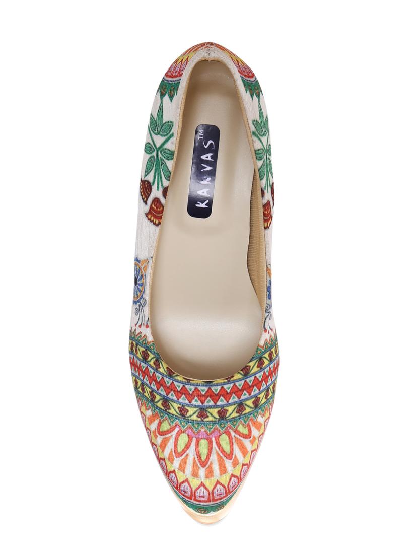 white fabric slip on pumps - 15163650 - Zoom Image - 4
