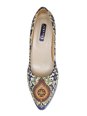 blue fabric slip on pumps - 15163651 - Standard Image - 4