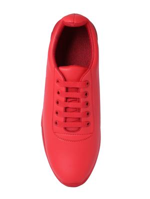 red leatherette lace up sneaker - 15169245 - Standard Image - 4