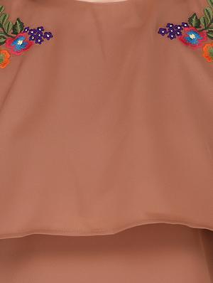 brown solid cold shoulder top - 15169510 - Standard Image - 4
