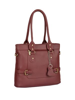 maroon leatherette (pu) regular handbag - 15169578 - Standard Image - 4