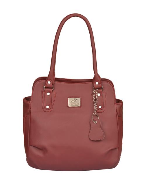 maroon leatherette (pu) regular handbag - 15169590 - Standard Image - 1