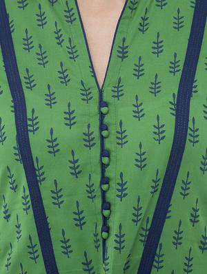 green cotton straight kurta - 15171130 - Standard Image - 4