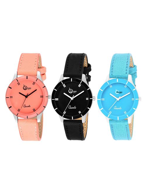 set of 3 round dial analog watch - 15175253 - Very Small Image - 1