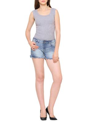 blue stone wash denim shorts - 15176363 - Standard Image - 4