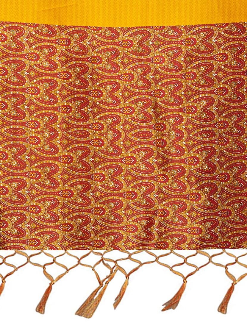 set of 2 mustard silk blend printed saree combo with blouse - 15176581 - Zoom Image - 4