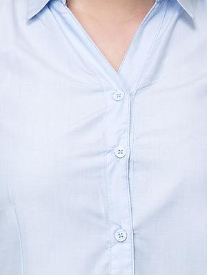 light blue solid cotton shirt - 15177096 - Standard Image - 4