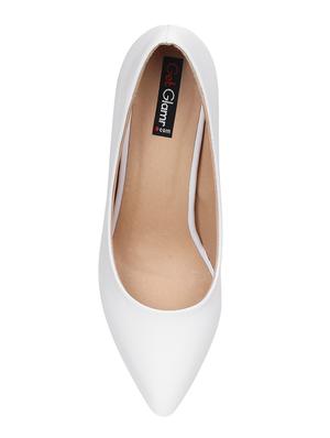 white faux leather slip on pumps - 15177301 - Standard Image - 4