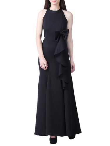 black solid scuba gown dress - 15177386 - Very Small Image - 1