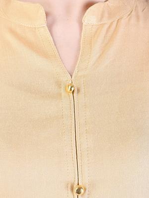 beige cotton straight solid kurta - 15178578 - Standard Image - 4