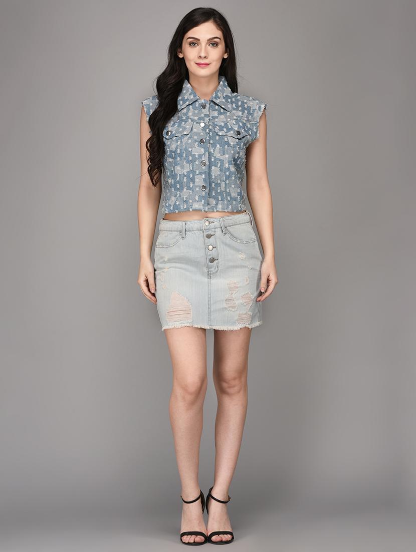 blue sleeveless denim shirt - 15178749 - Zoom Image - 4