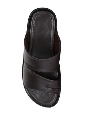 brown Leatherette slip on slipper - 15181539 - Standard Image - 4
