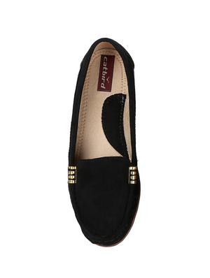 black faux leather slip on loafers - 15183847 - Standard Image - 4