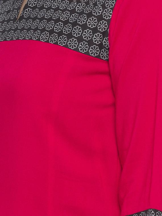 pink rayon aline kurta - 15187049 - Zoom Image - 4