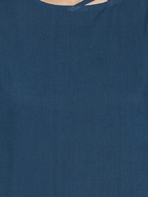 blue rayon straight solid kurta - 15187085 - Standard Image - 4