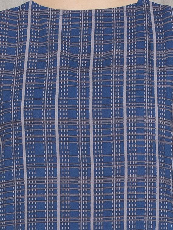 Blue rayon fusion kurta - 15187104 - Zoom Image - 4