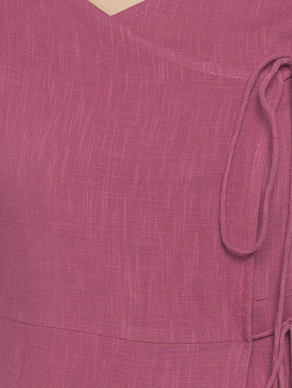 pink cotton angrakha kurta - 15187110 - Zoom Image - 4