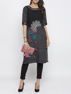 straight printed kurta - 15187141 - Standard Image - 4