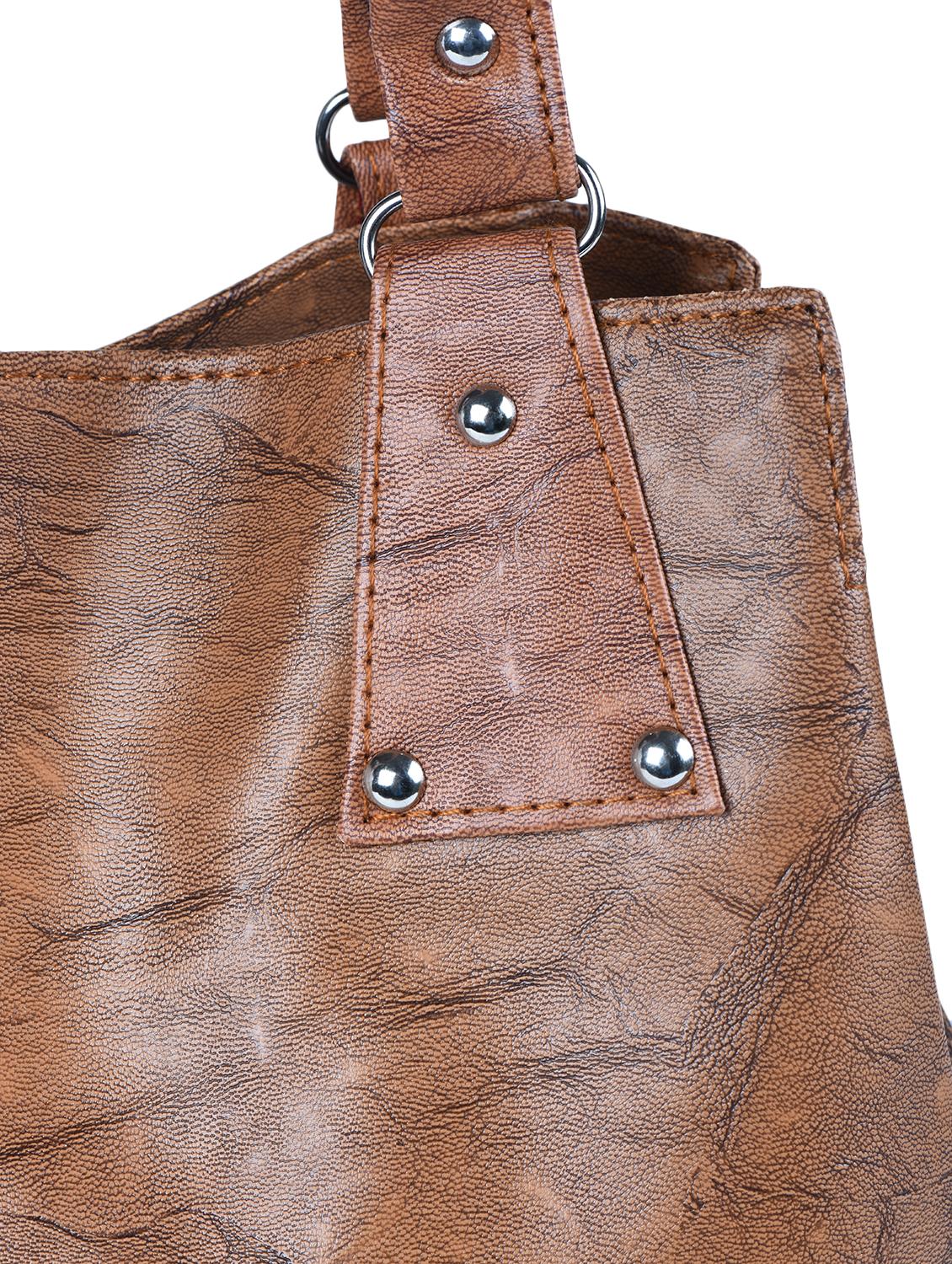 brown leatherette regular handbag - 15187201 - Zoom Image - 4