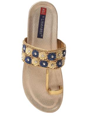 gold one toe kolhapuri - 15189872 - Standard Image - 4