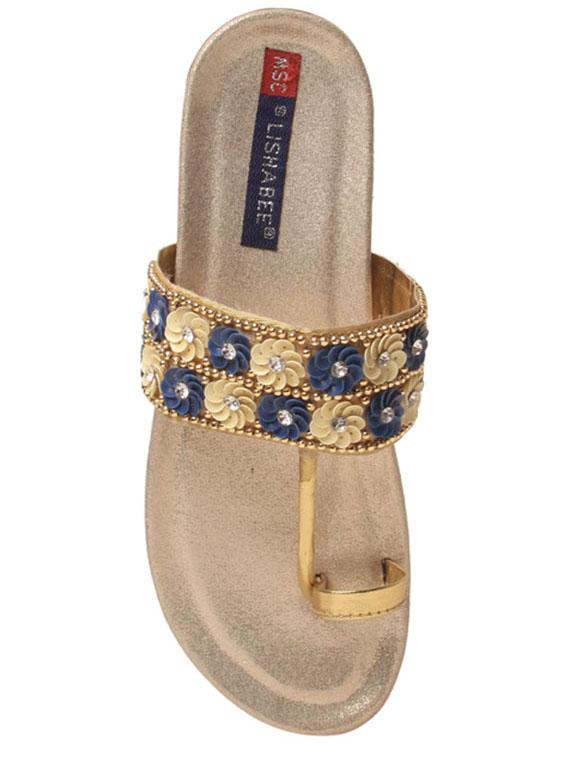 gold one toe kolhapuri - 15189872 - Zoom Image - 4