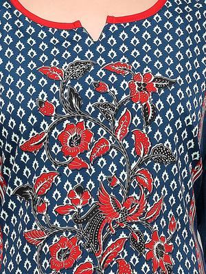 blue crepe straight kurta - 15191407 - Standard Image - 4